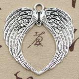 2pcs Charms Angel Wings 74x69mm Antique Silver Color Plated Pendants Making DIY Handmade Tibetan Silver Color Finding Jewelry