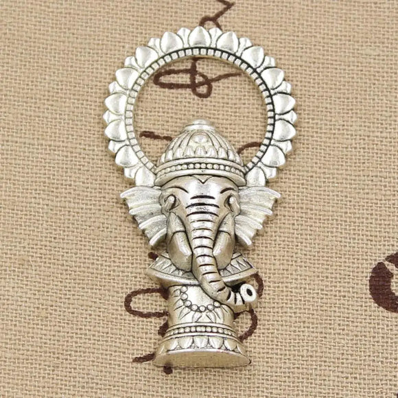 2pcs Charms Ganesha Elephant Buddha 50x28mm Antique Making Pendant fit,Vintage Tibetan Bronze Silver color,DIY Handmade Jewelry