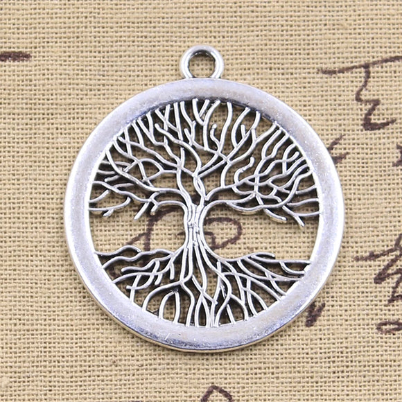 2pcs Charms Peace World Tree 47x42mm Antique Silver Color Pendants Making DIY Handmade Tibetan Finding Jewelry