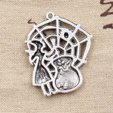 2pcs Charms Witch Refining Drugs Spider 38x30mm Antique Making Pendant fit,Vintage Tibetan Silver color,DIY Handmade Jewelry