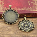 2pcs New Fashion 30mm Inner Size Antique Bronze Silver Color Classic Round Sun Style Cabochon Base Setting Charms Pendant