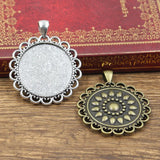 2pcs New Fashion 30mm Inner Size Antique Bronze Silver Color Classic Round Sun Style Cabochon Base Setting Charms Pendant