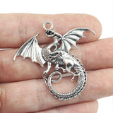 2pcs/lot 28*36mm Flying Dragon Charm Antique Silver Color DIY Handmade  Neckalce Bracelet Jewelry