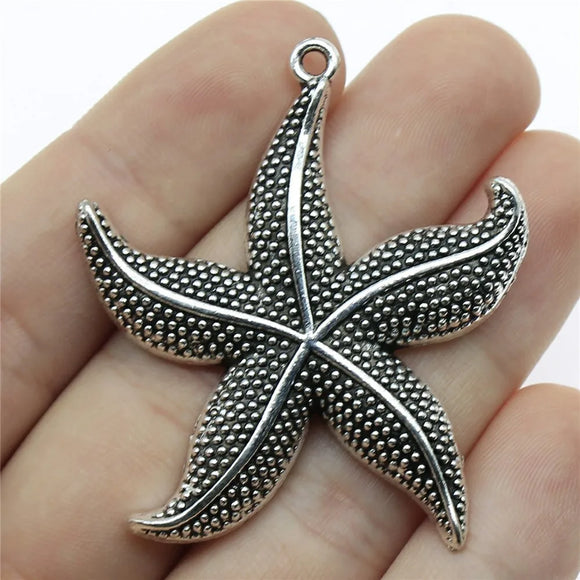 2pcs/lot Charms Starfish 50x43mm Antique Making Pendant fit,Vintage Tibetan  Silver color,DIY Handmade Jewelry