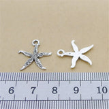 30 Pieces 17x18mm Antique Silver Color Sea Star Charms Necklace Accessory for DIY Jewelry Making