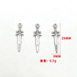 30Pcs/Lot 29*9mm Alloy Mini sword Weapon Charms  Suitable For Jewelry Making DIY Handmade Necklace Pendant Factory Wholesale