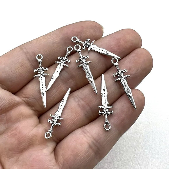 30Pcs/Lot 29*9mm Alloy Mini sword Weapon Charms  Suitable For Jewelry Making DIY Handmade Necklace Pendant Factory Wholesale