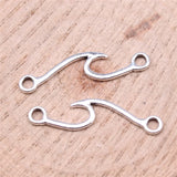 30Pcs/Lot 31x8mm Wave Connector Charms For DIY Jewelry Making Antique Silver Color Zinc Alloy Charms Jewelry Findings