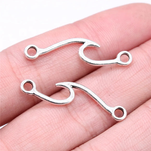 30Pcs/Lot 31x8mm Wave Connector Charms For DIY Jewelry Making Antique Silver Color Zinc Alloy Charms Jewelry Findings