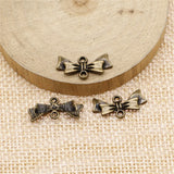 30Pcs/Lot Charms Bowknot Bow 20x9mm Tibetan Bronze Silver Color Pendants Antique Jewelry Making DIY Handmade Craft
