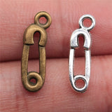 30Pcs/Lot Charms Safety Pin Baby Diaper 19x6mm Tibetan Bronze Silver Color Pendants Antique Jewelry Making DIY Handmade Craft