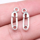 30Pcs/Lot Charms Safety Pin Baby Diaper 19x6mm Tibetan Bronze Silver Color Pendants Antique Jewelry Making DIY Handmade Craft