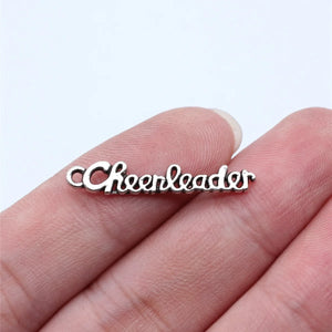 30Pcs/Lot Silver Color Hollow Letters Carved Cheerleader Pendants Jewelry Diy Findings Charms