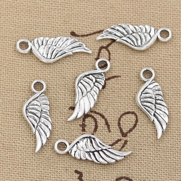 30pcs Charms Angel Wings 21x8mm Antique Making Pendant fit,Vintage Tibetan Silver color,DIY Handmade Jewelry