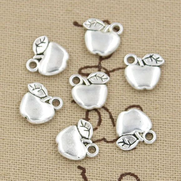 30pcs Charms Apple 10x10mm Antique Making Pendant fit,Vintage Tibetan Bronze Silver color,DIY Handmade Jewelry