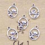 30pcs Charms Bird Standing On Branches 18x12mm Antique Silver Color Pendants Making DIY Handmade Tibetan Finding Jewelry