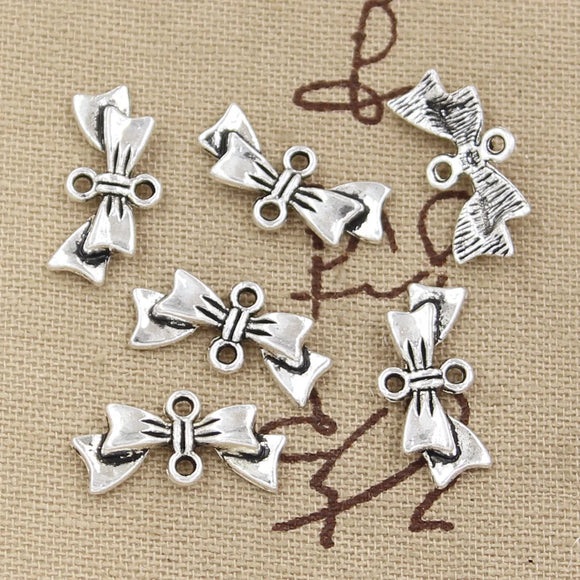 30pcs Charms Bowknot Bow 20x9mm Antique Making Pendant fit,Vintage Tibetan Bronze Silver color,DIY Handmade Jewelry