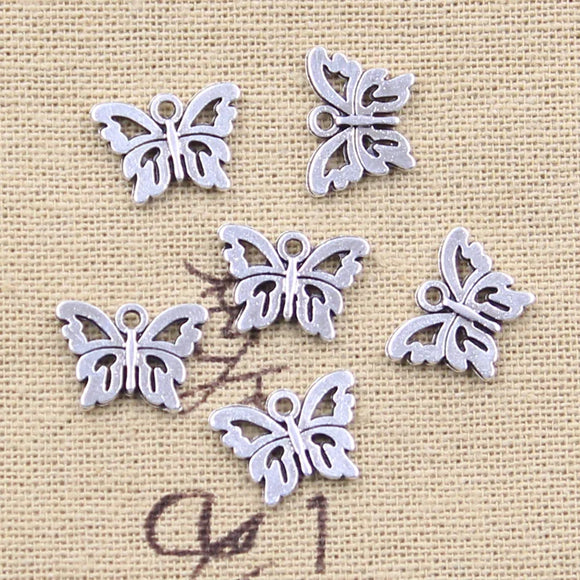 30pcs Charms Butterfly 11x15mm Antique Silver Color Pendants Making DIY Handmade Tibetan Finding Jewelry