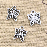 30pcs Charms Butterfly 14x12mm Antique bronze silver color Pendants Making DIY Handmade Tibetan Finding Jewelry
