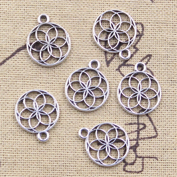 30pcs Charms Datura Stramonium Yoga Flower Of Life 17x14mm Antique Silver Color Pendants Making DIY Tibetan Finding Jewelry