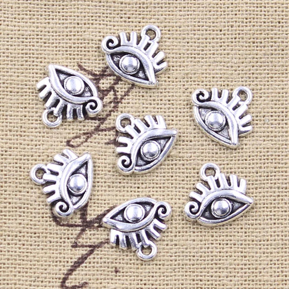 30pcs Charms Eye 11x12mm Antique Silver Color Pendants Making DIY Handmade Tibetan Finding Jewelry
