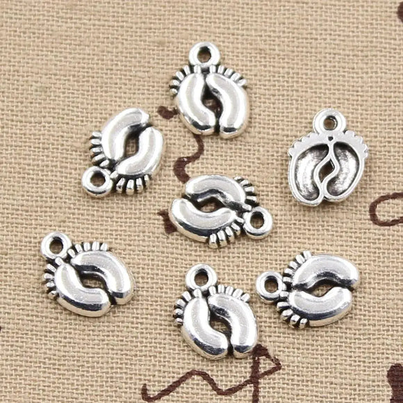 30pcs Charms Feet Foot 13x10mm Antique Making Pendant fit,Vintage Tibetan Bronze Silver color,DIY Handmade Jewelry ef4299