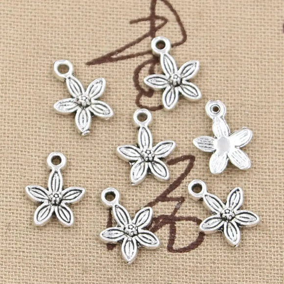 30pcs Charms Flower 11x11mm Antique Making Pendant fit,Vintage Tibetan Bronze Silver color,DIY Handmade Jewelry ef4763
