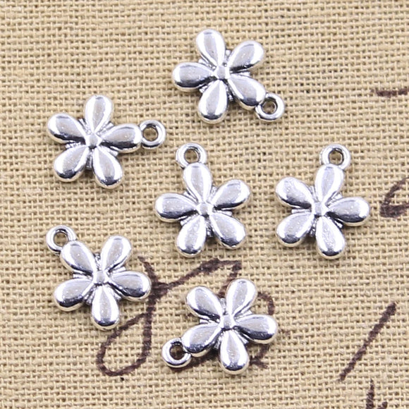 30pcs Charms Flower 13x11mm Antique Silver Color Pendants Making DIY Handmade Tibetan Finding Jewelry