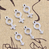 30pcs Charms Gender Male Female Symbol 17x8mm Antique Silver Color Pendants Making DIY Handmade Tibetan Finding Jewelry