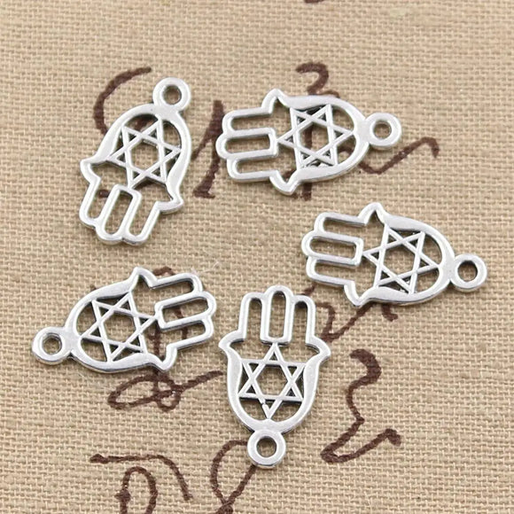 30pcs Charms Hamsa Palm Hand Star 20x12mm Antique Making Pendant fit,Vintage Tibetan Silver color,DIY Handmade Jewelry