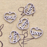 30pcs Charms Heart Love 14x15mm Antique Silver Color Pendants Making DIY Handmade Tibetan Finding Jewelry