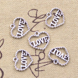 30pcs Charms Heart Love 14x15mm Antique Silver Color Pendants Making DIY Handmade Tibetan Finding Jewelry