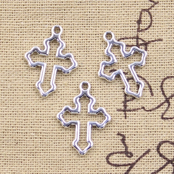 30pcs Charms Hollow Cross 21x15mm Antique Silver Color Pendants Making DIY Handmade Tibetan Finding Jewelry H1297