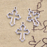 30pcs Charms Hollow Cross 21x15mm Antique Silver Color Pendants Making DIY Handmade Tibetan Finding Jewelry H1297