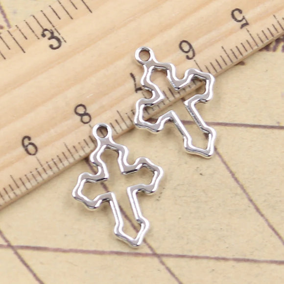 30pcs Charms Hollow Cross 21x15mm Tibetan Silver Color Pendants Antique Jewelry Making DIY Handmade Craft h1297