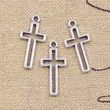 30pcs Charms Hollow Cross 23x11mm Antique Silver Color Pendants Making DIY Handmade Tibetan Finding Jewelry EF3976