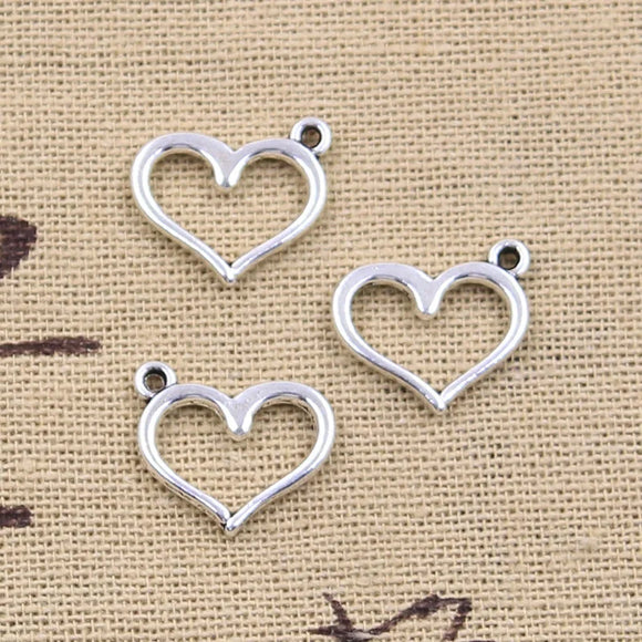 30pcs Charms Hollow Heart 15x15mm Antique Silver Color Pendants Making DIY Handmade Tibetan Finding Jewelry
