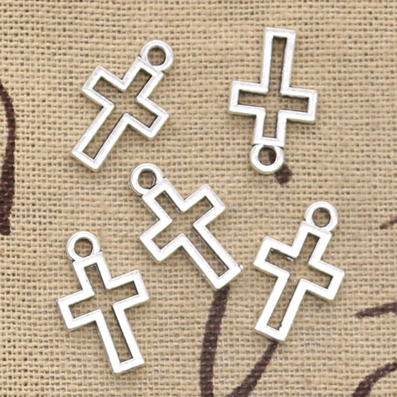 30pcs Charms Hollow Lovely Cross 17x10mm Antique Making Pendant fit,Vintage Tibetan Silver color,DIY Handmade Jewelry