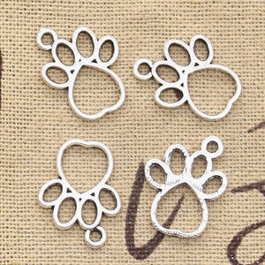 30pcs Charms Hollow Lovely Dog Claw Bear Paw 18x15mm Antique Making Pendant fit,Vintage Tibetan,DIY Handmade Jewelry