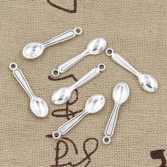 30pcs Charms Kitchen Cooking Spoon 24x6mm Antique Making Pendant fit,Vintage Tibetan Bronze Silver color,DIY Handmade Jewelry