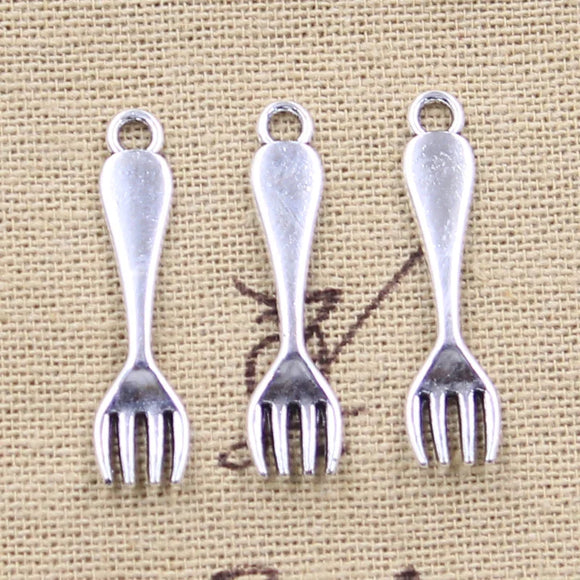 30pcs Charms Kitchen Fork 30x7mm Antique Silver Color Pendants Making DIY Handmade Tibetan Finding Jewelry