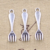 30pcs Charms Kitchen Fork 30x7mm Antique Silver Color Pendants Making DIY Handmade Tibetan Finding Jewelry