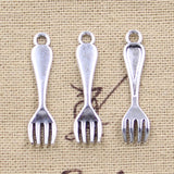 30pcs Charms Kitchen Fork 30x7mm Antique Silver Color Pendants Making DIY Handmade Tibetan Finding Jewelry