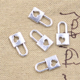 30pcs Charms Lock Heart Cut 16x8mm Antique Silver Color Pendants Making DIY Handmade Tibetan Finding Jewelry