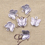 30pcs Charms Lovely Butterfly 12x12mm Antique Silver Color Pendants Making DIY Handmade Tibetan Finding Jewelry