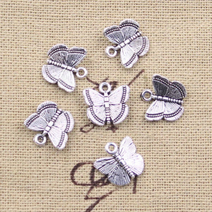 30pcs Charms Lovely Butterfly 12x12mm Antique Silver Color Pendants Making DIY Handmade Tibetan Finding Jewelry