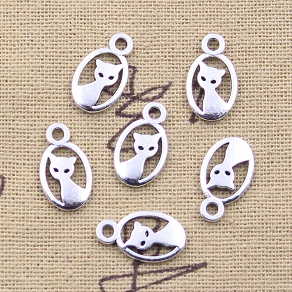 30pcs Charms Lovely Cat 16x9mm Antique Silver Color Pendants Making DIY Handmade Tibetan Finding Jewelry