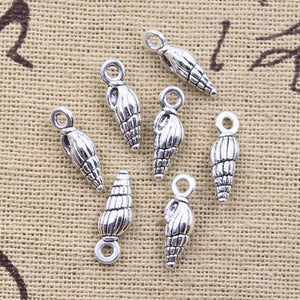 30pcs Charms Lovely Conch Shell 14x5mm Antique Silver Color Pendants Making DIY Handmade Tibetan Finding Jewelry