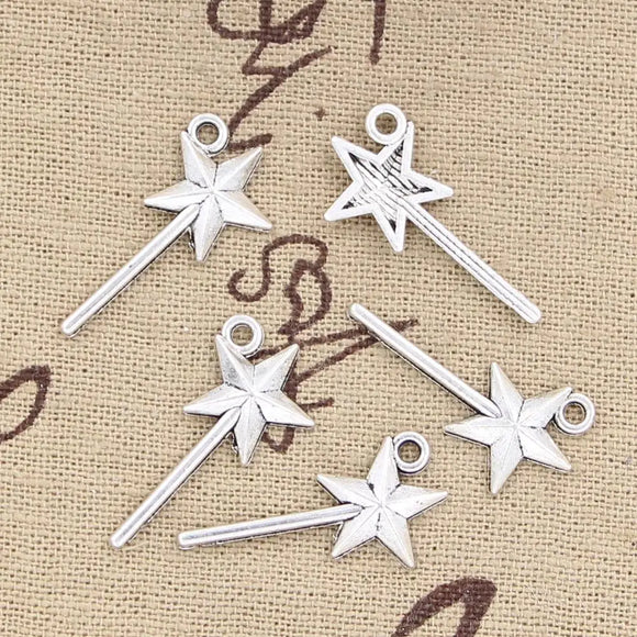 30pcs Charms Magic Wand 25x13mm Antique Making Pendant fit,Vintage Tibetan Bronze Silver color,DIY Handmade Jewelry