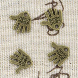 30pcs Charms Palm Hand Made Handmade 13x13mm Antique Silver Color Pendants Making DIY Handmade Tibetan Finding Jewelry